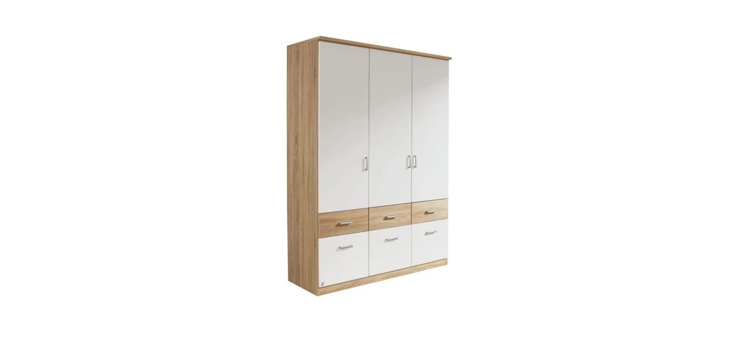 a7990438171a046296ddabf22bec37a3b23342f2 Schrank ROYAN B136 cm Eiche Dekor Wei Freisteller 1