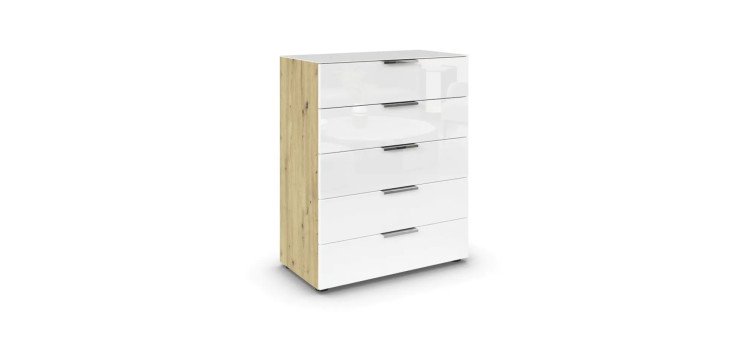 a31c5109af12ed926bb9feab29c9388dcd18c7ae Kommode RIPP Eiche Dekor Glas Wei Glas Wei Freisteller 1