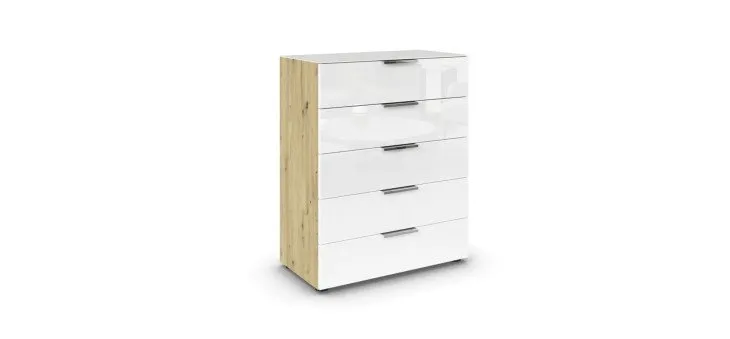 a31c5109af12ed926bb9feab29c9388dcd18c7ae Kommode RIPP Eiche Dekor Glas Wei Glas Wei Freisteller 1