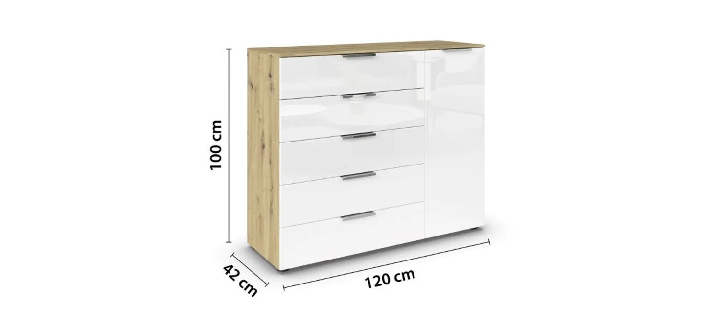 6a09c39c8e5b38d9162e8474ac34a2c294689e59 Kommode 2 RIPP Eiche Dekor Glas Wei Bema ung