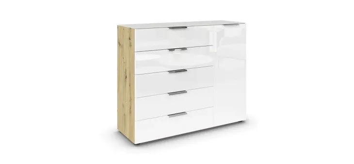 8fd2090caf062cb778e8f040b57a4065fd615814 Kommode 2 RIPP Eiche Dekor Glas Wei Glas Wei Freisteller 1