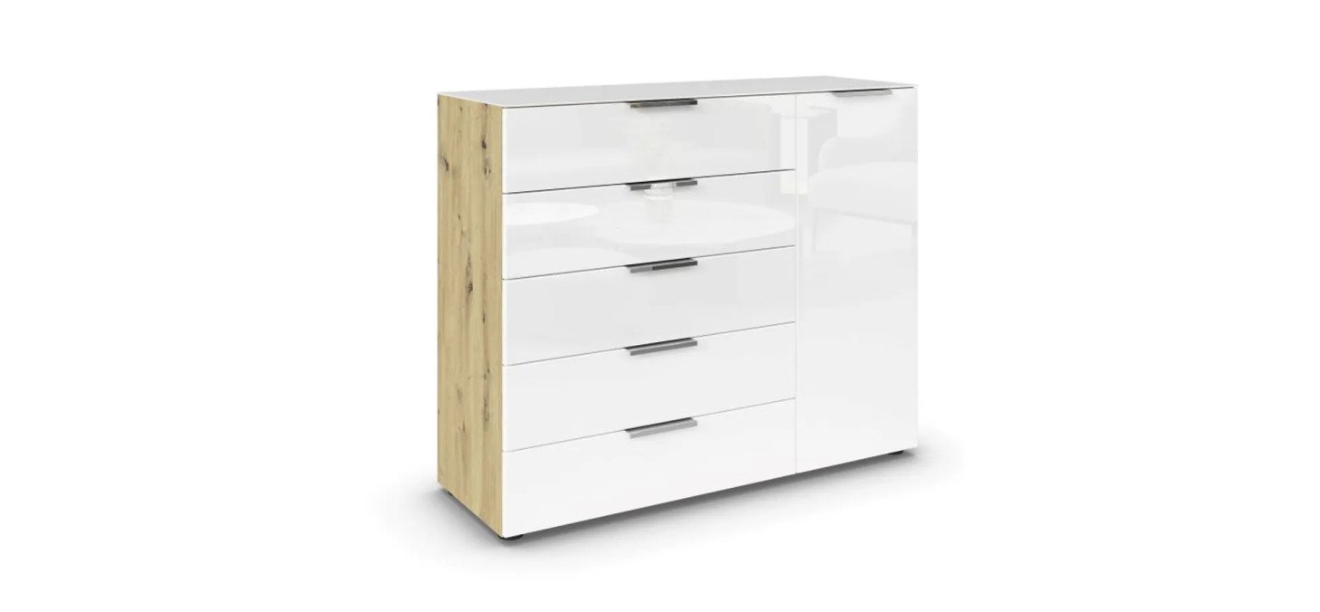 8fd2090caf062cb778e8f040b57a4065fd615814 Kommode 2 RIPP Eiche Dekor Glas Wei Glas Wei Freisteller 1
