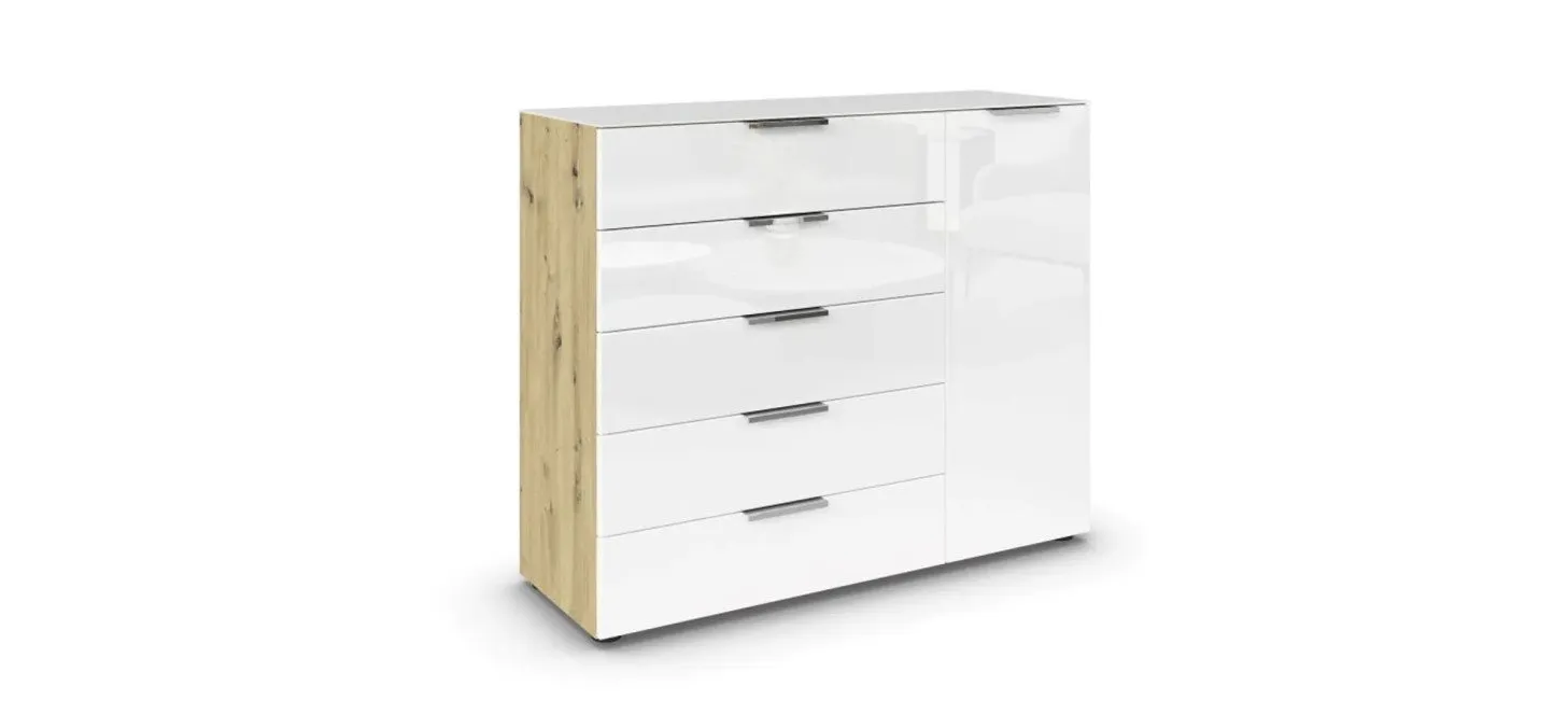 8fd2090caf062cb778e8f040b57a4065fd615814 Kommode 2 RIPP Eiche Dekor Glas Wei Glas Wei Freisteller 1