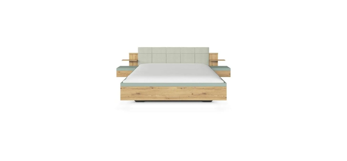 1c2868bb35aaeb8f0eff89663d36aadef61ead80 Bett 180x200 cm Eiche Dekor Salbei Freisteller 2