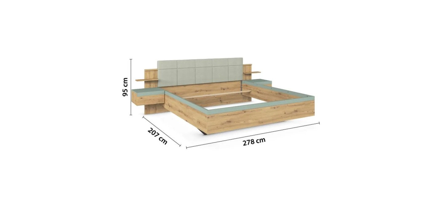 b7f798d8e7eff14fa2b3dc54271d1436ace6790c Bett 180x200 cm Eiche Dekor Salbei Bema ung