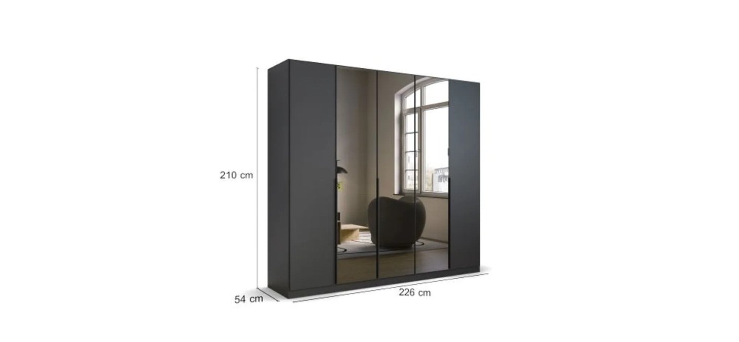 96e29b1238104bef7f4cf592222559ed3d5f32f8 Dreht renschrank Skyla B 226 cm Grau Spiegel Bema ung