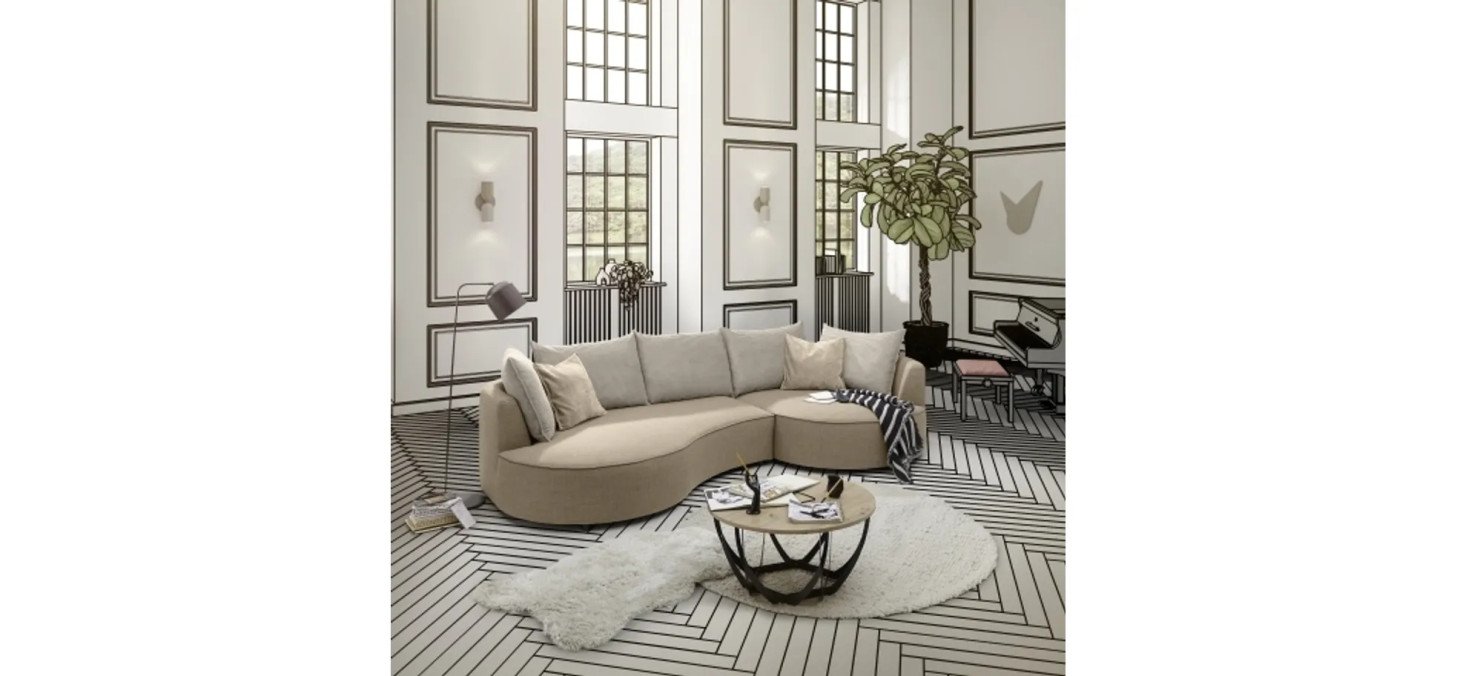 4ea7e560b6fd9294c092d3c01dbc4ee1a9a3ba71 Ecksofa HINA braun Couchtisch MAYLEA Milieubild 1