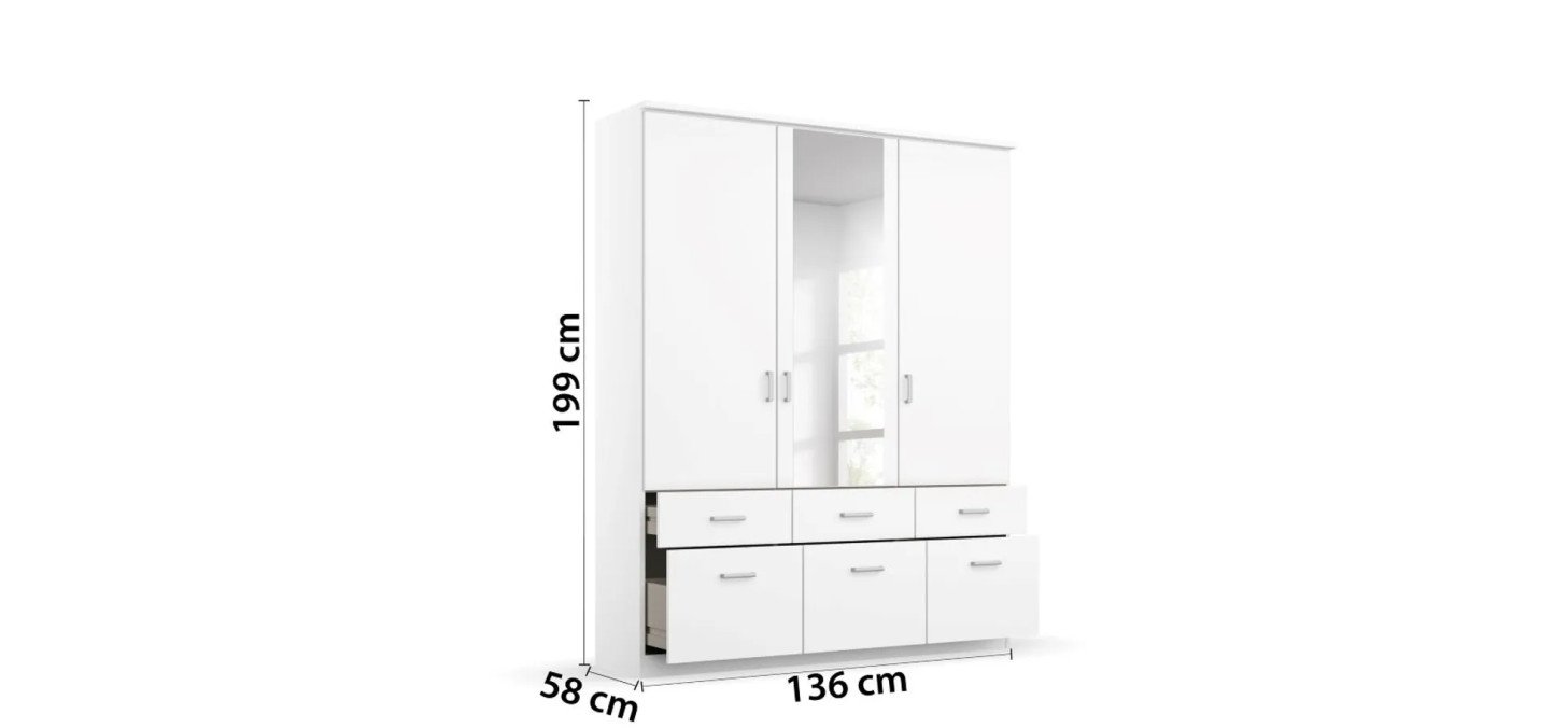 28e33db57c2af9b97d48e3c3669c0108773c4d53 Dreht renschrank ROYAN B 136 cm Wei Spiegel Bema ung
