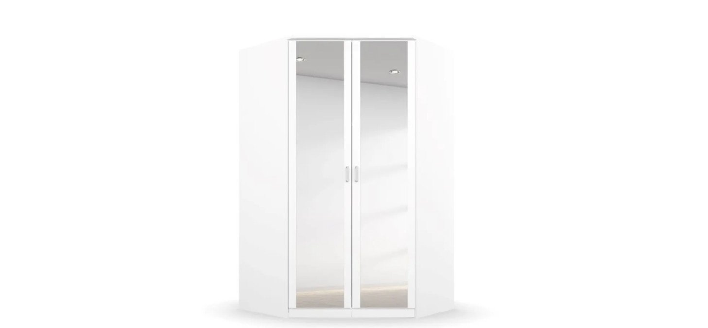 11d33ed0dc0ef69f2239ce36f480796fc97e0c40 Eckschrank ROYAN B 117 cm Wei Spiegel Freisteller 1