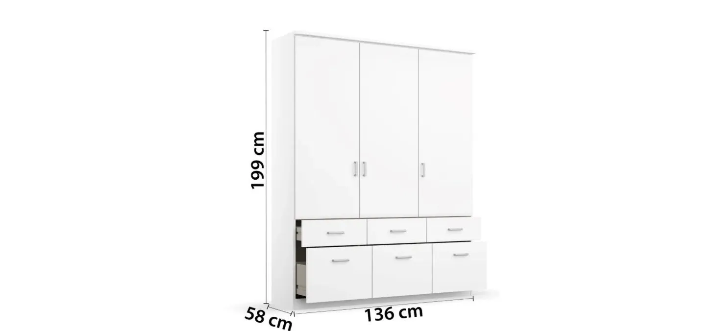 69d64f4dc9b9aec338552b5366dddf6b562f386a Dreht renschrank ROYAN B 136 cm Wei l Bema ung