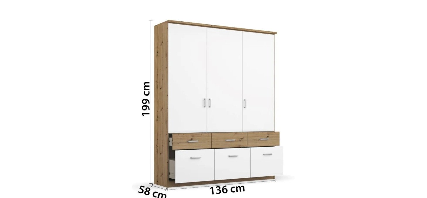 bf2d288d91a6156838b962ba82f87902bf211f38 Dreht renschrank ROYAN B 136 cm Eiche Artisan Wei Detailbild Bema ung