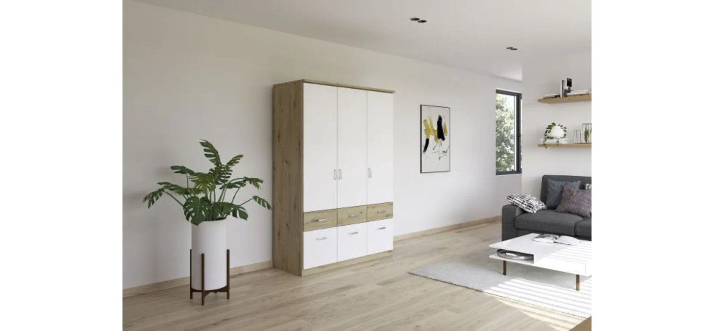 e58ec92fae82a910df9604daaf4dbb19390b9388 Dreht renschrank ROYAN B 136 cm Eiche Artisan Wei Milieu 2