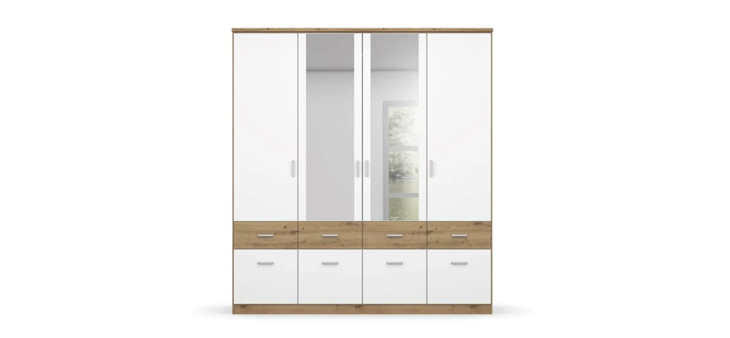 0841ea44ba8abc4ee67d9d94aeba4b0b27b7bc22 Dreht renschrank ROYAN B 181 cm Eiche Artisan Wei Spiegel Freisteller 2
