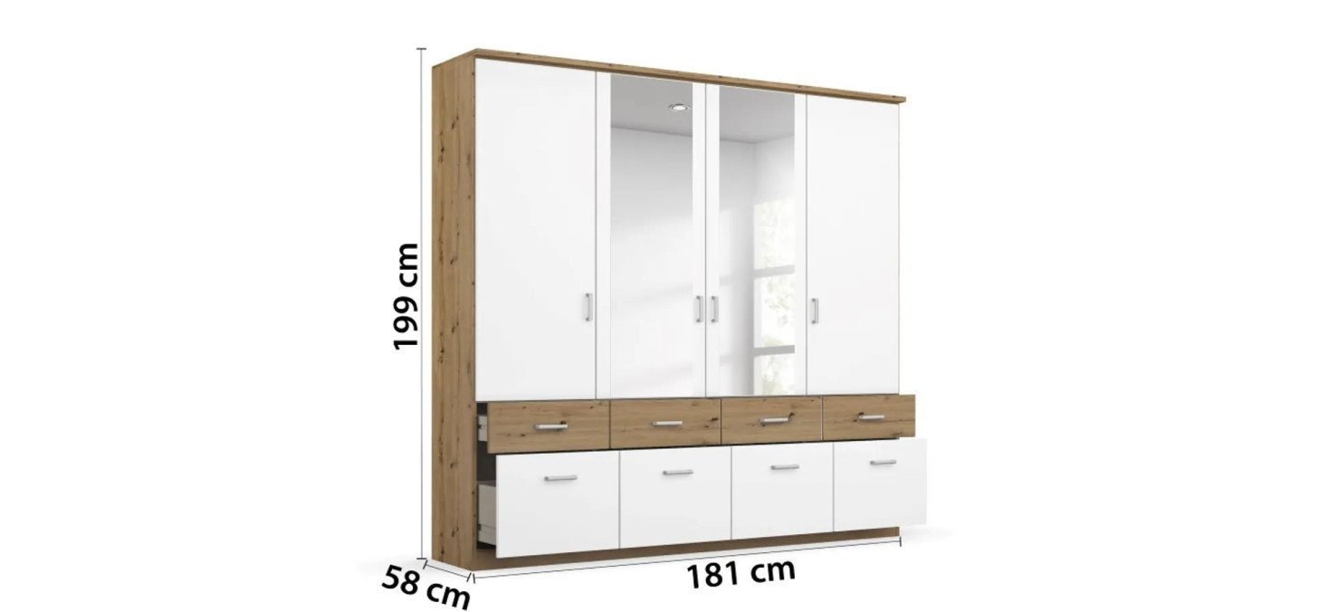 0ed502001d7fbd19da699dbcabc763913a68c6b6 Dreht renschrank ROYAN B 181 cm Eiche Artisan Wei Spiegel Bema ung