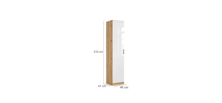 87dca8ca10c3b0328c00f0a2419e3fcbb95ce59c Schrank RHONDA B 47 cm Eiche Dekor Wei HG Detailbild Bema ungen