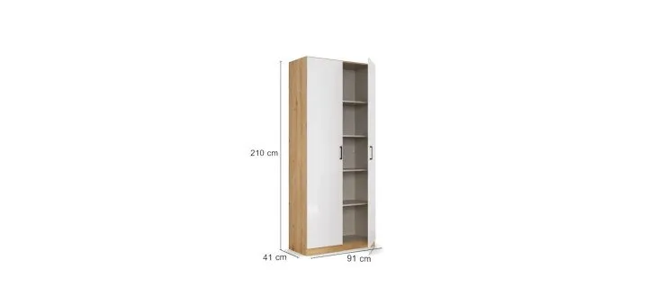 371eda21bd83a334bfd975ddd0c6b56881804b2f Schrank RHONDA B 91 cm Eiche Dekor Wei HG Detailbild Bema ungen