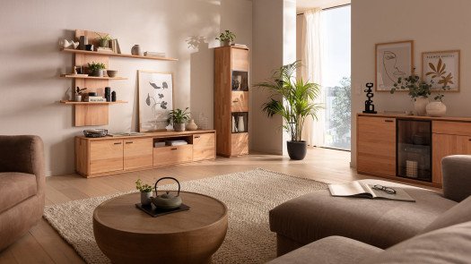 wohnwand kernbuche modernes Wohnzimmer 
