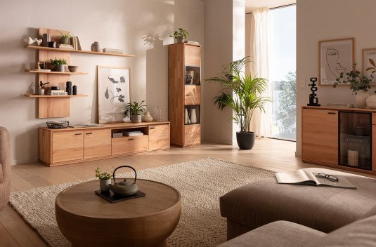 wohnwand kernbuche modernes Wohnzimmer 