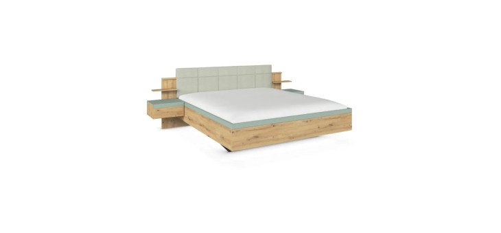 8dbd66356d76ffa2fde66f58193750e233c97104 Bett 180x200 cm Eiche Dekor Salbei Freisteller 1