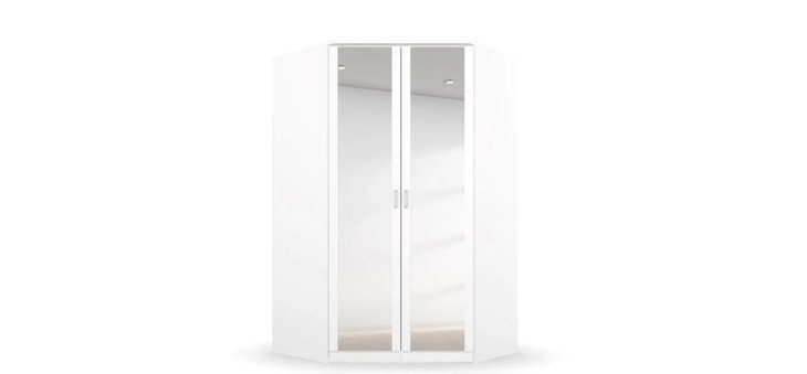 11d33ed0dc0ef69f2239ce36f480796fc97e0c40 Eckschrank ROYAN B 117 cm Wei Spiegel Freisteller 1