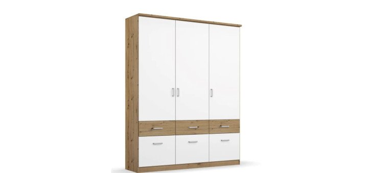 e17cbf354185009f55b1b492177e04cbe2ee22fa Dreht renschrank ROYAN B 136 cm Eiche Artisan Wei Freisteller 1