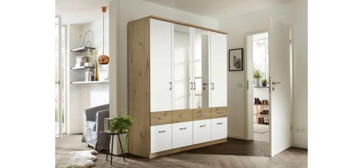 f16f6255b2a914c8296ec71b3ce7ee2ee0f0358f Dreht renschrank ROYAN B 181 cm Eiche Artisan Wei Spiegel Milieu 1