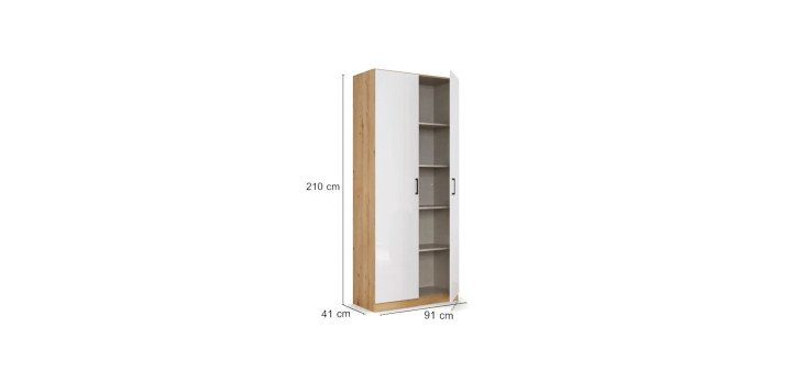 371eda21bd83a334bfd975ddd0c6b56881804b2f Schrank RHONDA B 91 cm Eiche Dekor Wei HG Detailbild Bema ungen