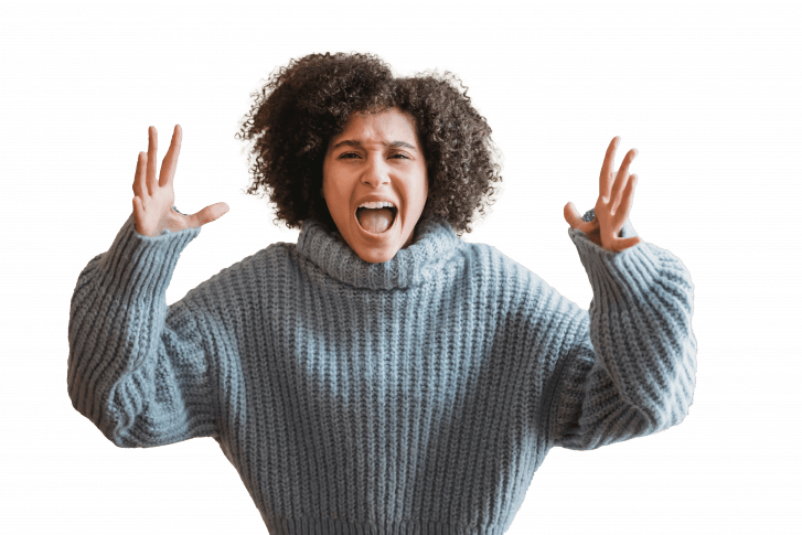 Frau Im Grauen Pullover Stehend Und Lächelnd